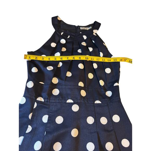 Eliza J Navy Polka Dot Halter Dress - Size 4 - Picture 3 of 13